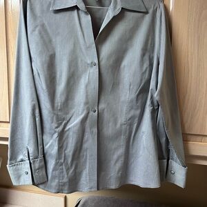 Worthington Gray Button-Up Blouse